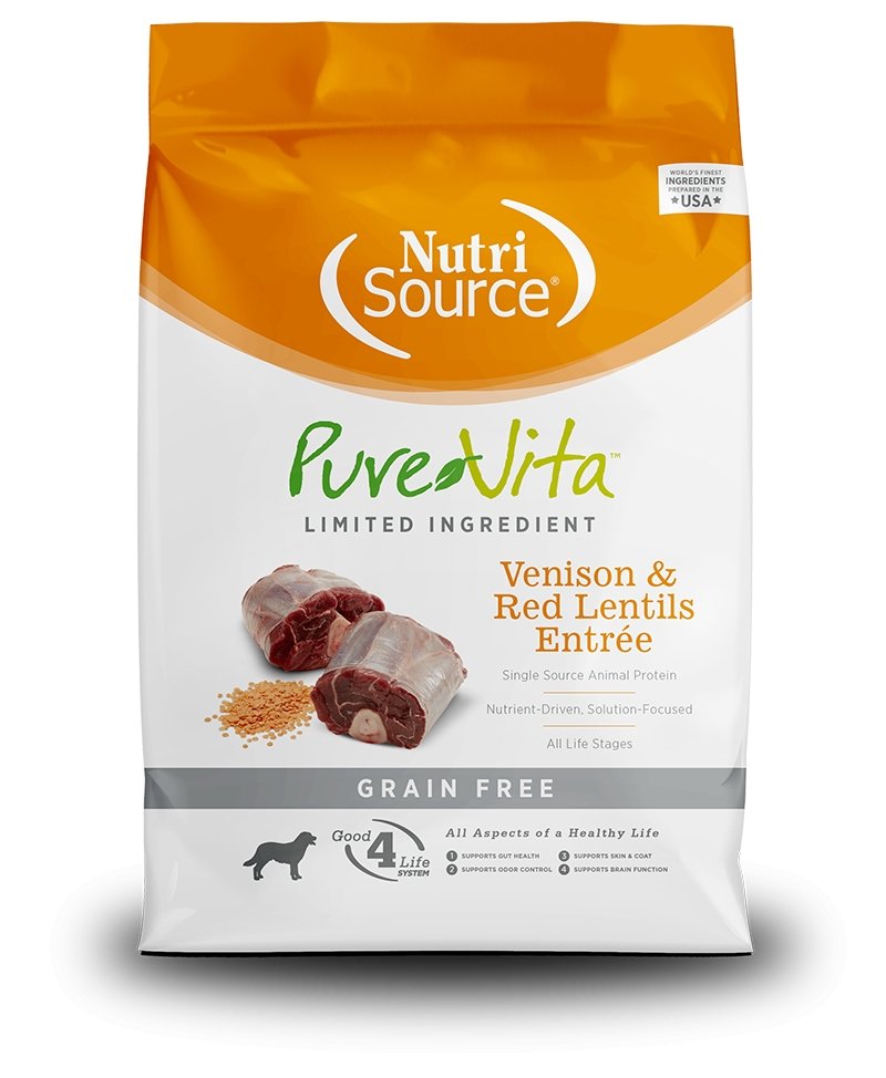 Pure Vita Dry Dog Food 25lbs Venison & Red Lentils