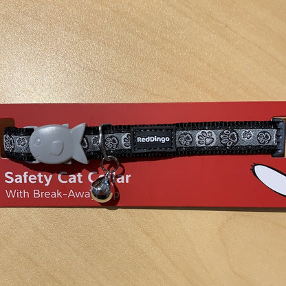 Red Dingo Cat Safety Collars Paw impressions black