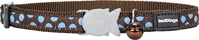 Red Dingo Cat Safety Collars Blue spots on Brown