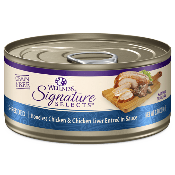 Wellness Core Signature Selects Canned Cat Food 5.3oz Shredded Chicken and Liver