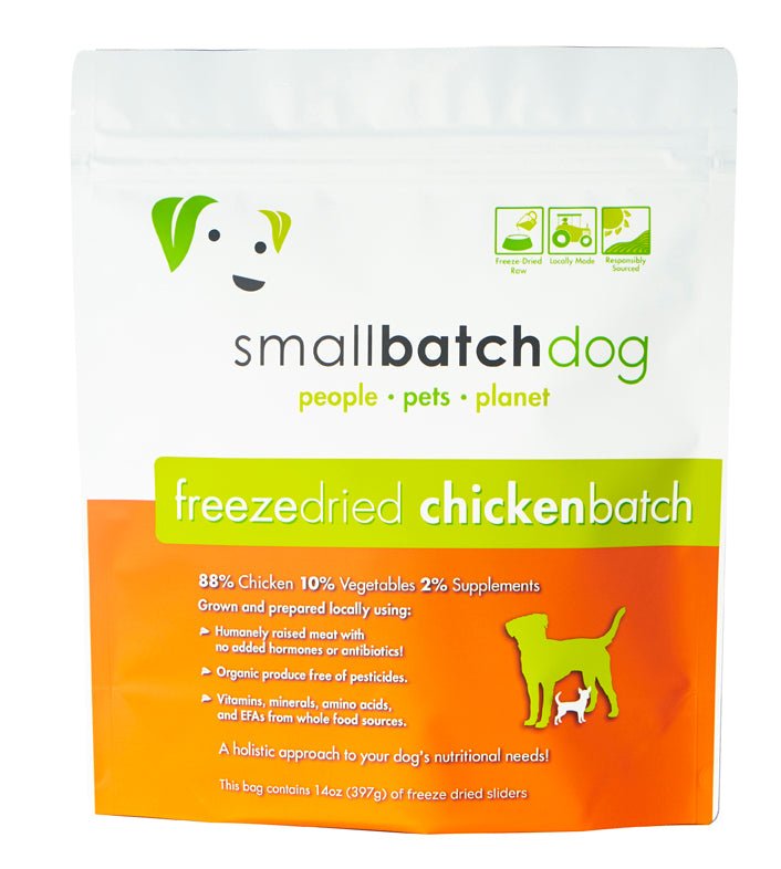 Small Batch Freeze Dried Raw Dog Food 14oz Sliders Chicken