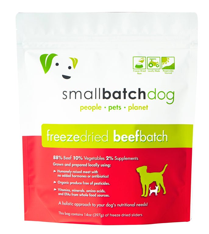 Small Batch Freeze Dried Raw Dog Food 14oz Sliders Beef