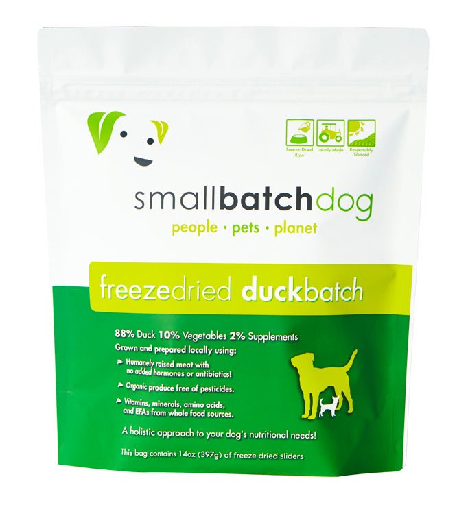 Small Batch Freeze Dried Raw Dog Food 14oz Sliders Duck