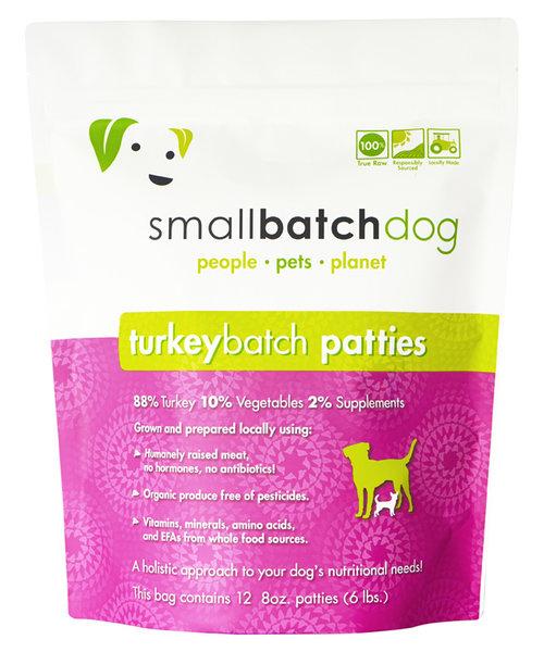 Small Batch Frozen Raw Dog Food 6lb Patties Turkey