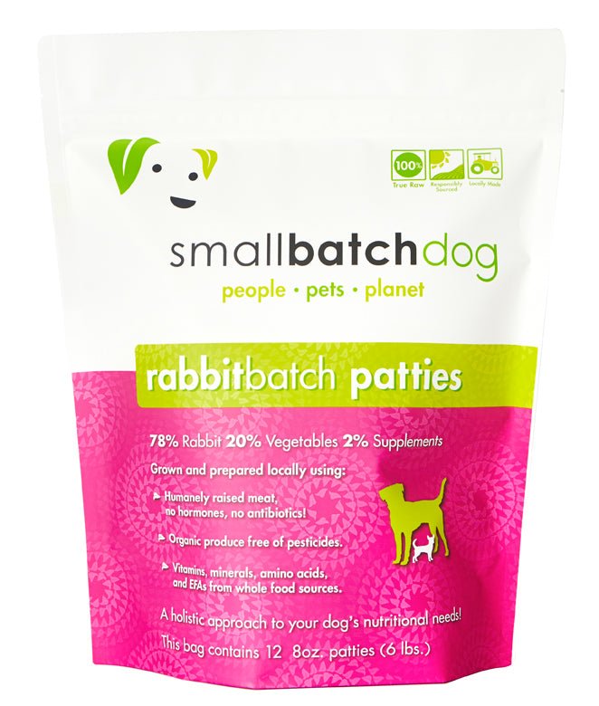 Small Batch Frozen Raw Dog Food 6lb Patties Rabbit