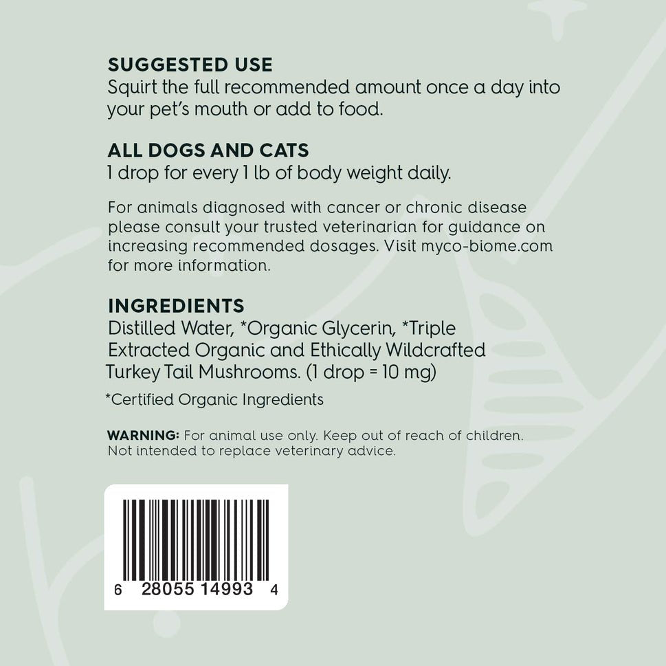 Myco-Biome Turkey Tail Mushrooms Triple Extract for dogs and cats