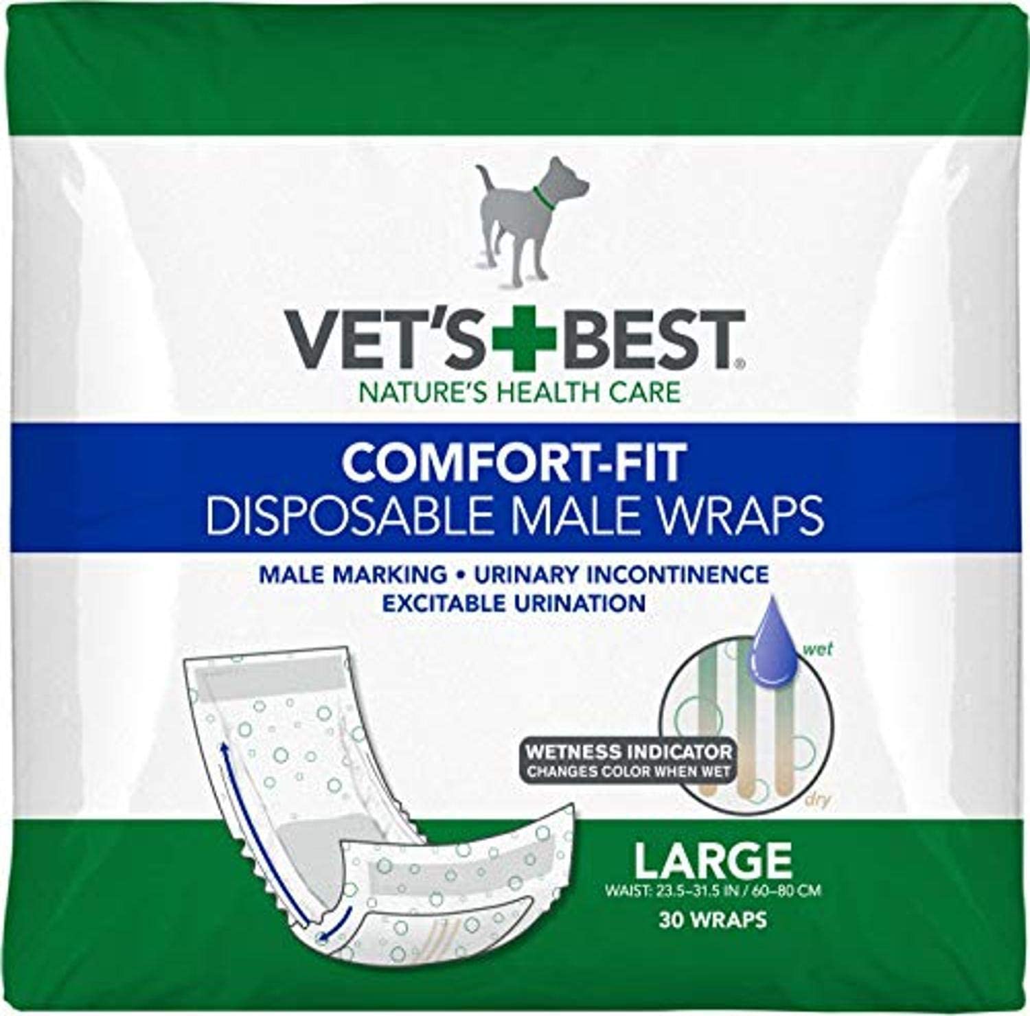 Vet's Best Comfort Fit Disposable Male Wrap (12 pack) Large 23.5 - 31.5"