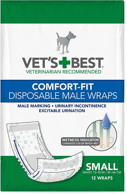 Vet's Best Comfort Fit Disposable Male Wrap (12 pack) Small 12 - 18"