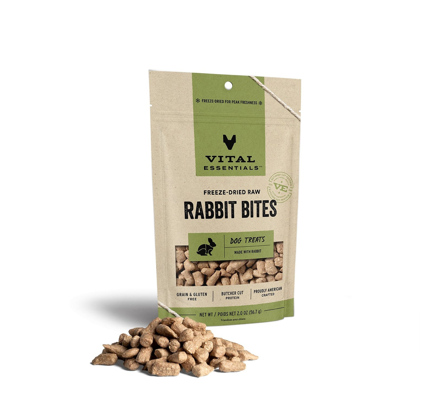 Vital Essentials Freeze Dried Bagged Treats Rabbit Bites 2OZ