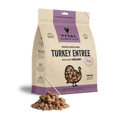 Vital Essentials Freeze Dried Dog Food 25oz Turkey Mini Nibs