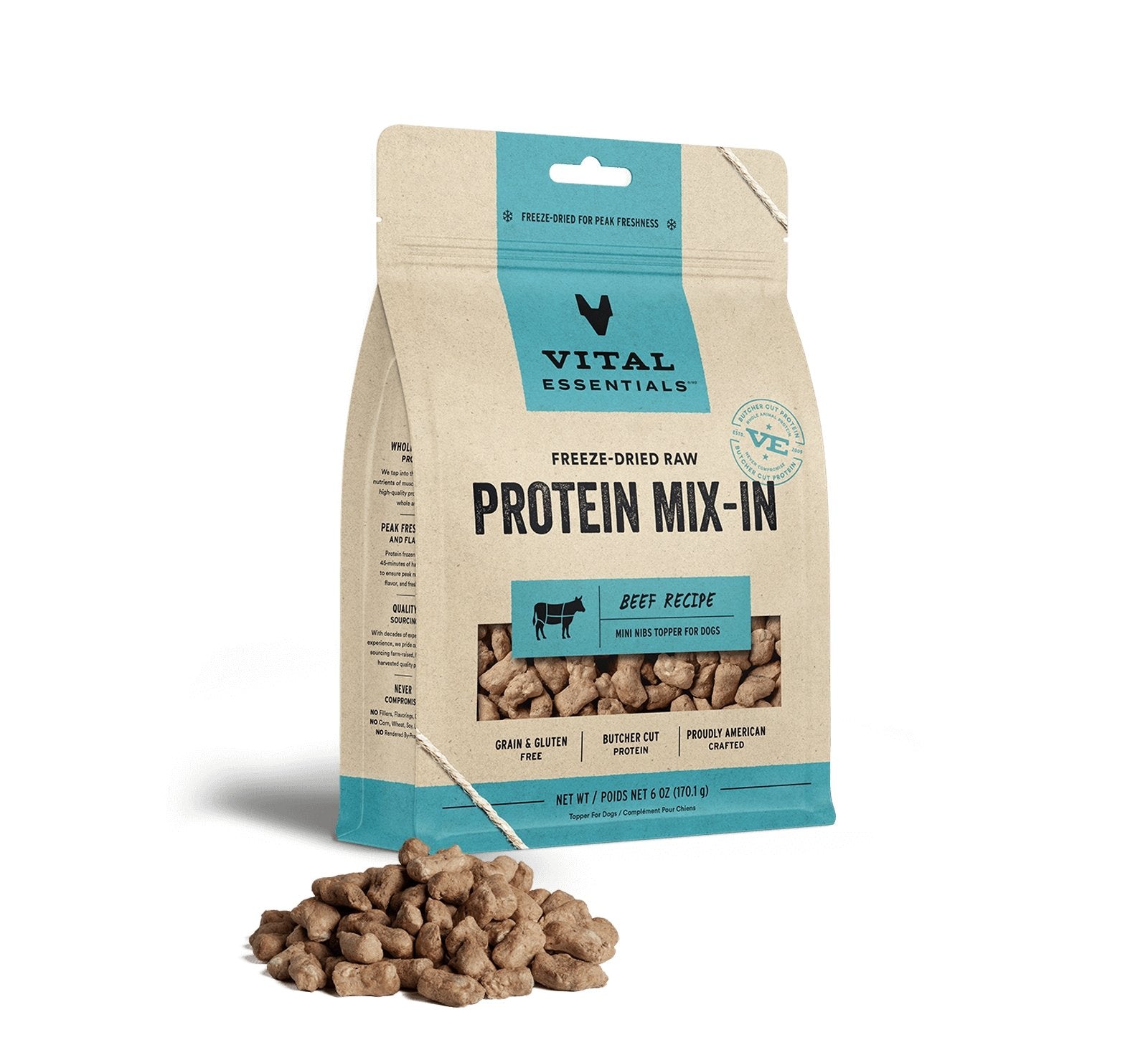 Vital Essentials Freeze-Dried Protein Mix-In Mini Nibs Toppers Beef