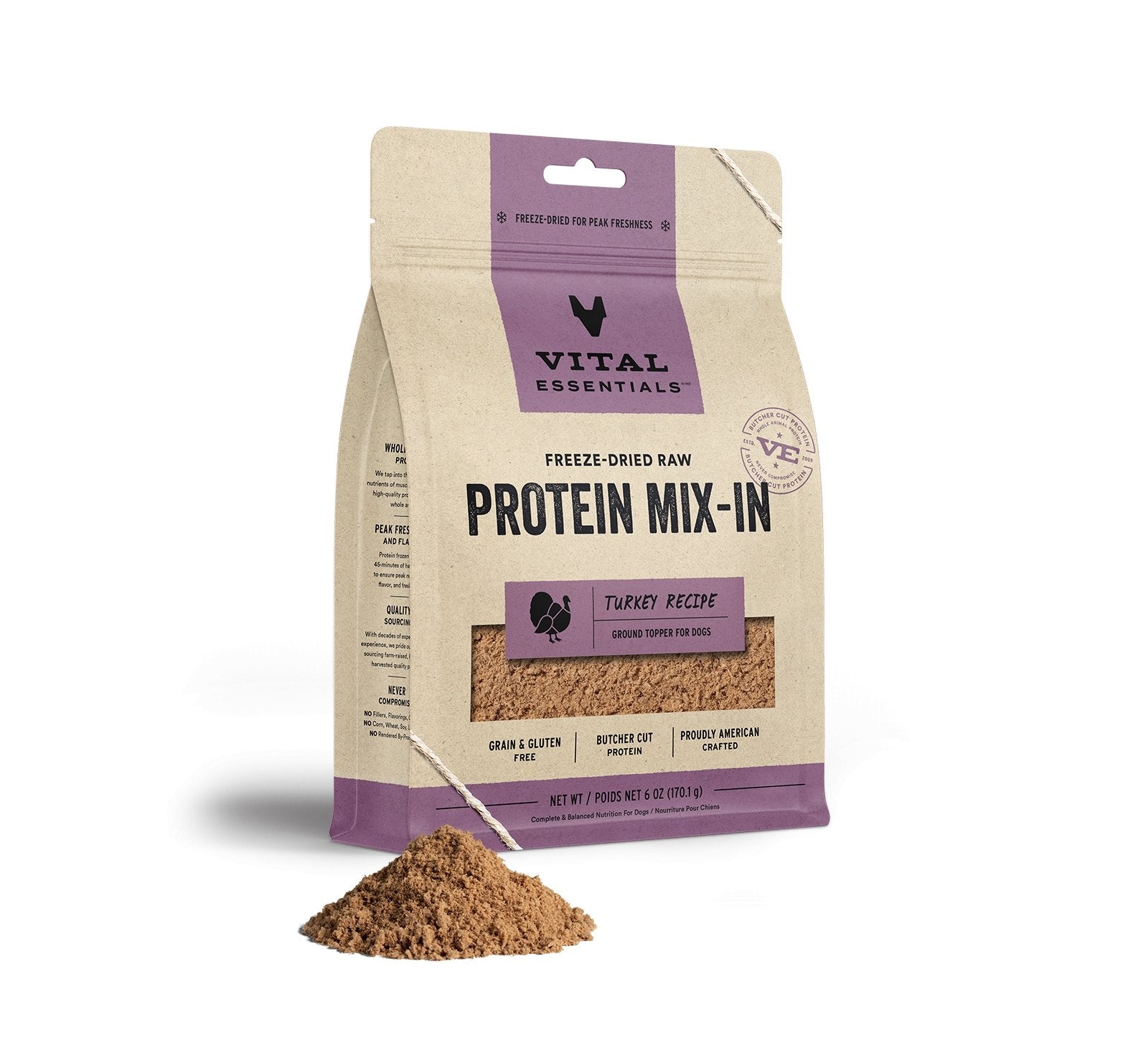Vital Essentials Freeze Dried Protein Mix-In Ground Toppers Turkey