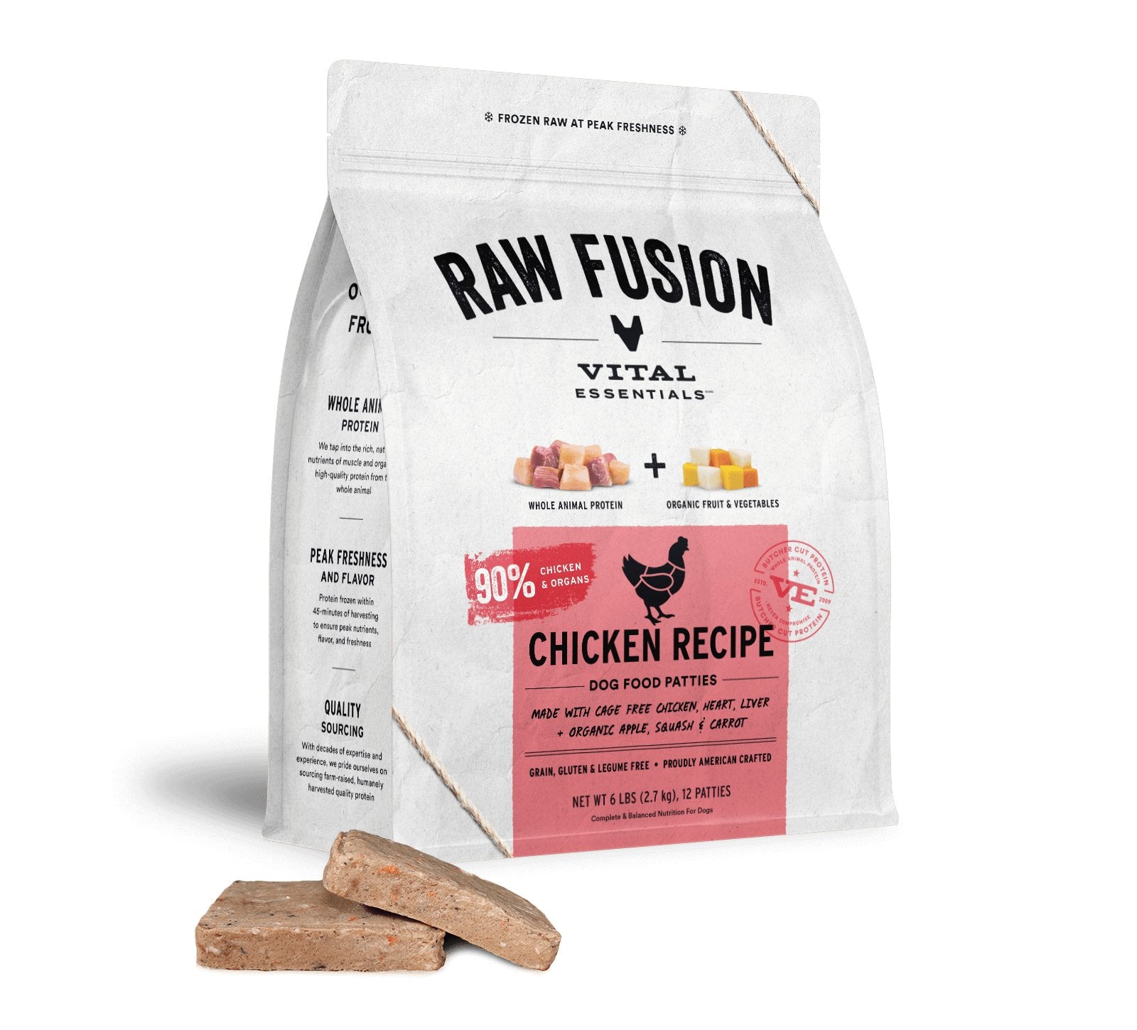 Vital Essentials Fusion Raw Frozen Dog Food Chicken 6lbs