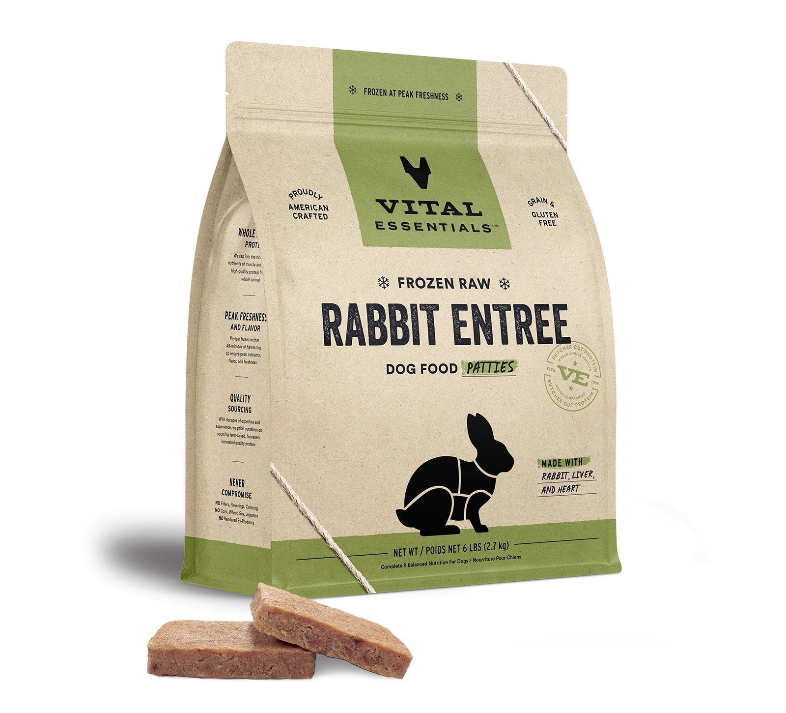 Vital Essentials Raw Frozen Prey Diet Dog Food 6lbs Rabbit