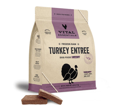 Vital Essentials Raw Frozen Prey Diet Dog Food 6lbs Turkey
