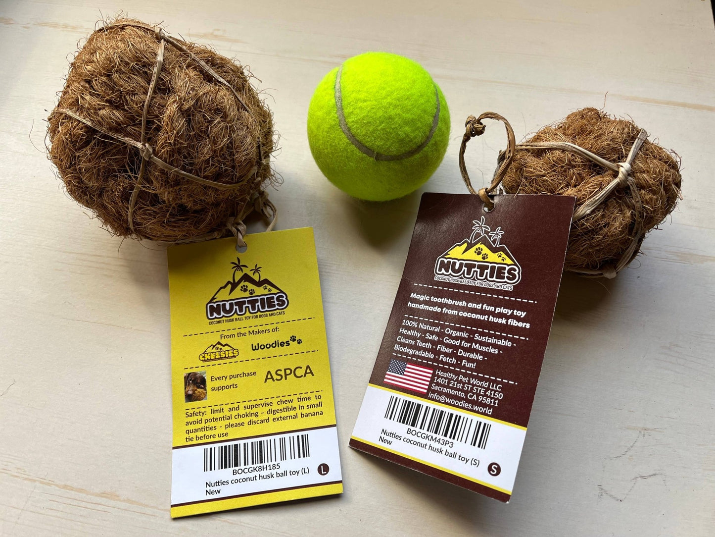 Woodies dog chew toys - Nutties coconut husk ball toy for dogs and cats - Happy Hounds Pet Supply