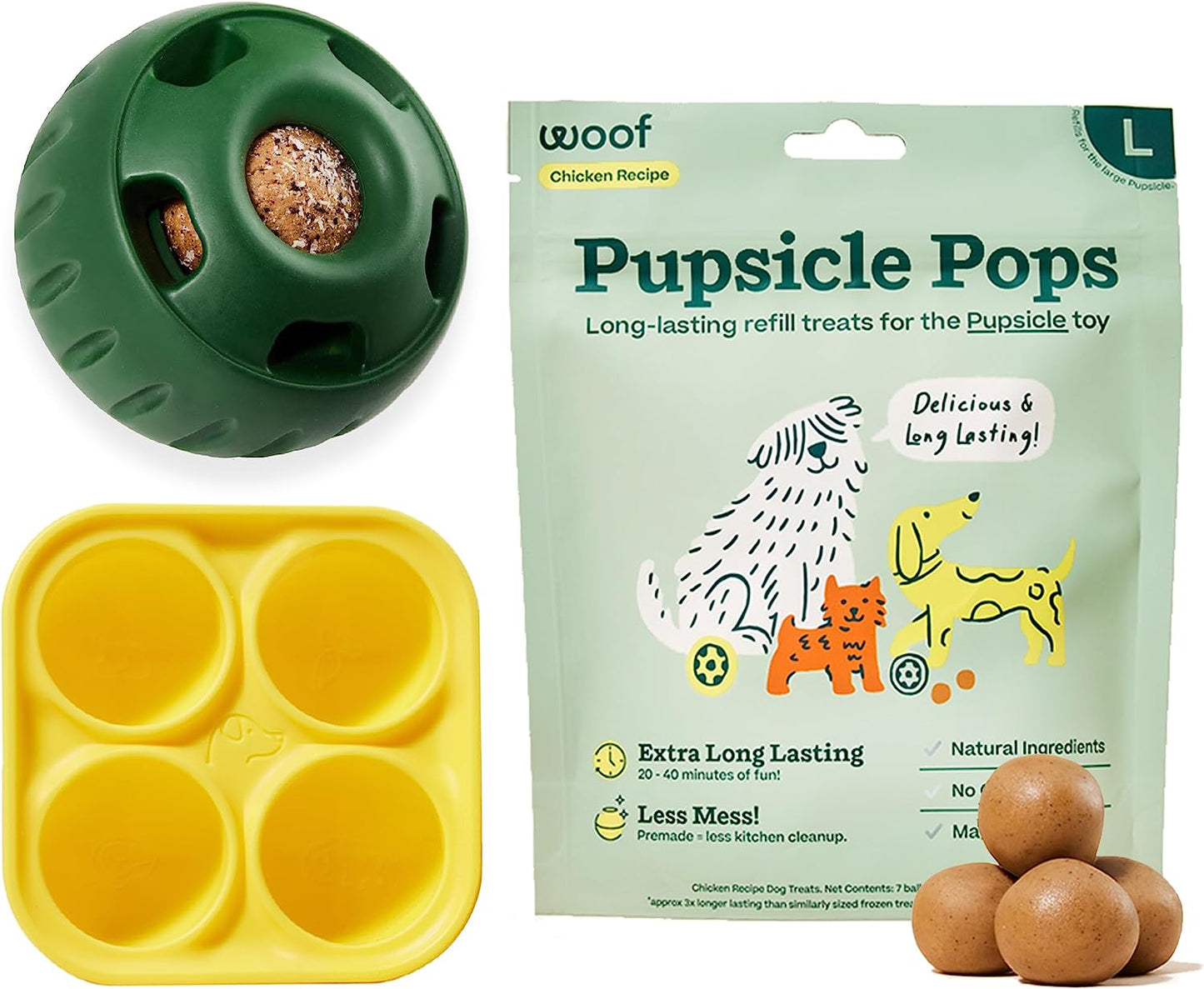 Woof Pupsicle Freezable Treat Dispenser Green