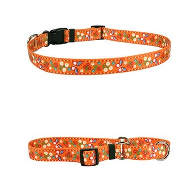 Yellow Dog Design Medium Dog Collars 3/4" Wide Festive Butterfly Orange